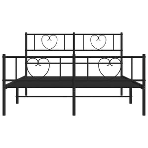 Sängram med huvudgavel och fotgavel svart metall 120x200 cm