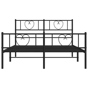 Sängram med huvudgavel och fotgavel svart metall 135x190 cm
