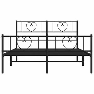 Sängram med huvudgavel och fotgavel svart metall 150x200 cm