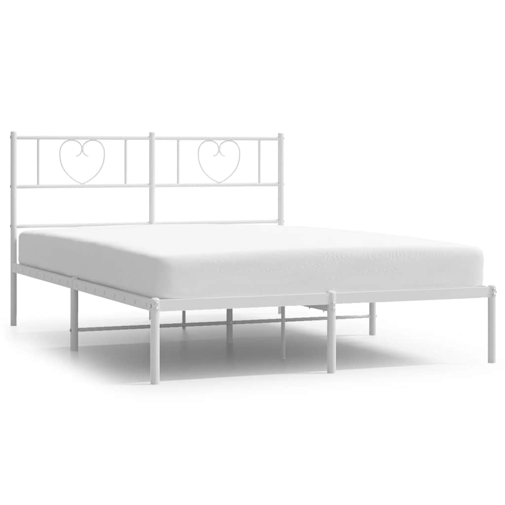 Sängram med huvudgavel metall vit 150x200 cm