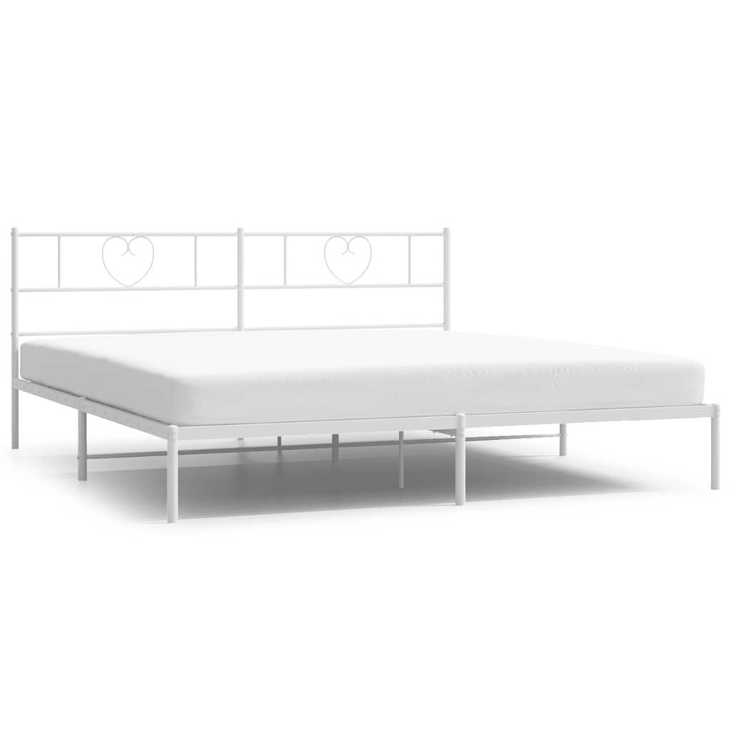 Sängram med huvudgavel metall vit 193x203 cm