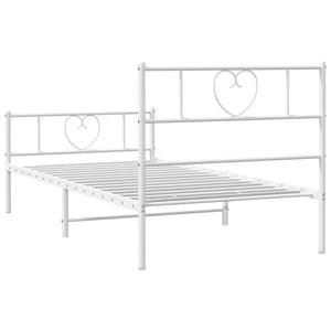 Sängram med huvudgavel och fotgavel vit metall 75x190 cm