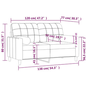 2-sits soffa med prydnadskuddar svart 120 cm tyg