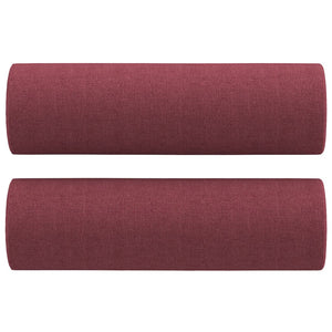 2-sits soffa med prydnadskuddar vinröd 140 cm tyg