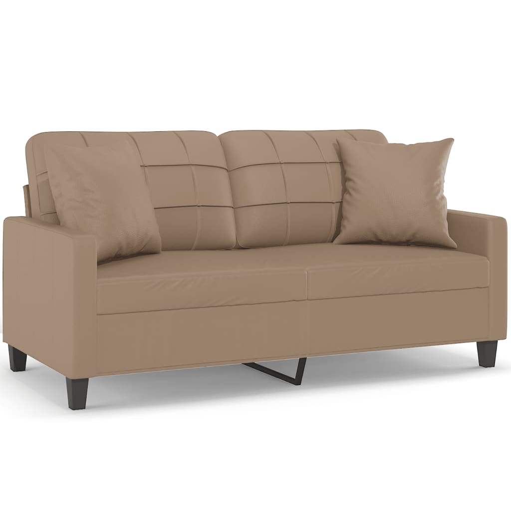 2-sits soffa med prydnadskuddar cappuccino 140 cm konstläder