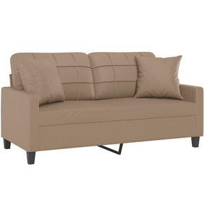 2-sits soffa med prydnadskuddar cappuccino 140 cm konstläder