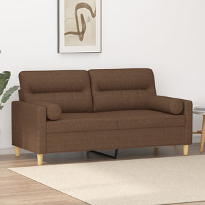 2-sits soffa med prydnadskuddar brun 140 cm tyg
