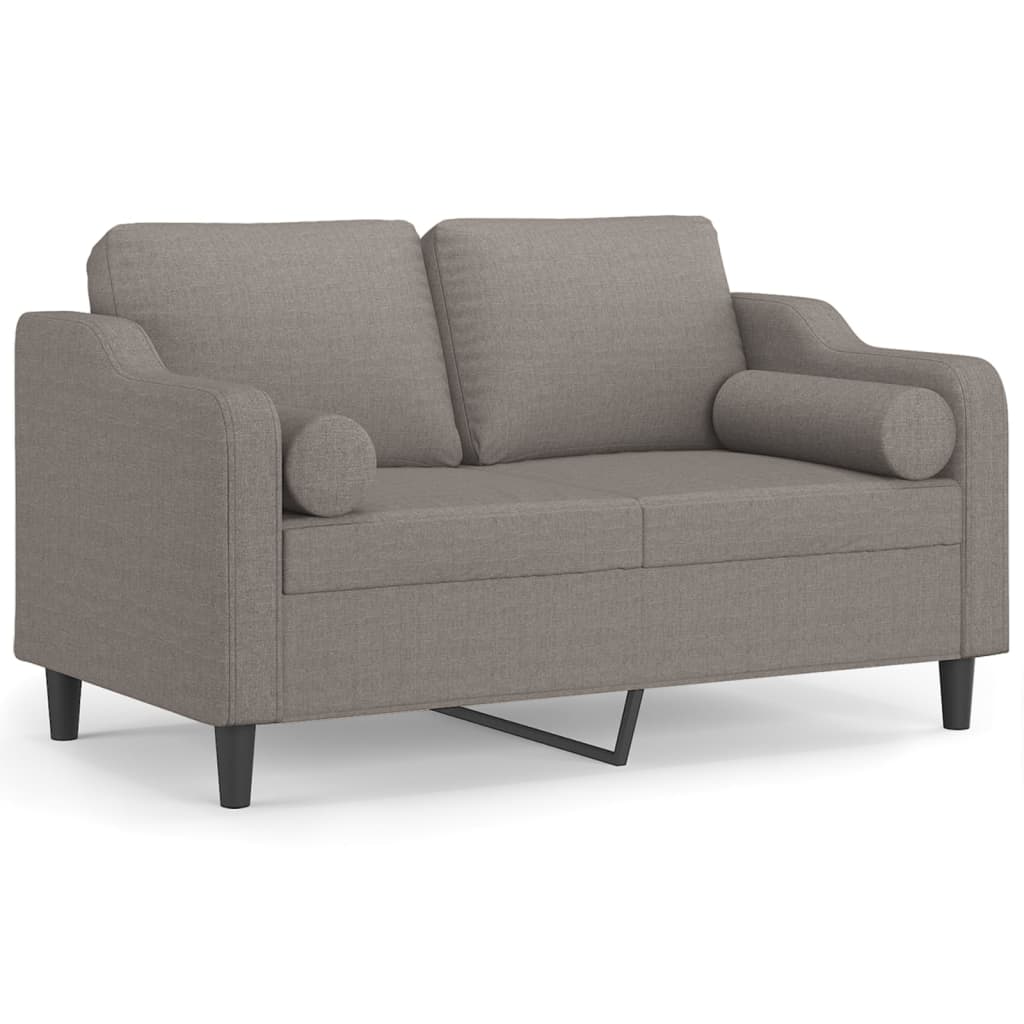 2-sits soffa med prydnadskuddar taupe 120 cm tyg