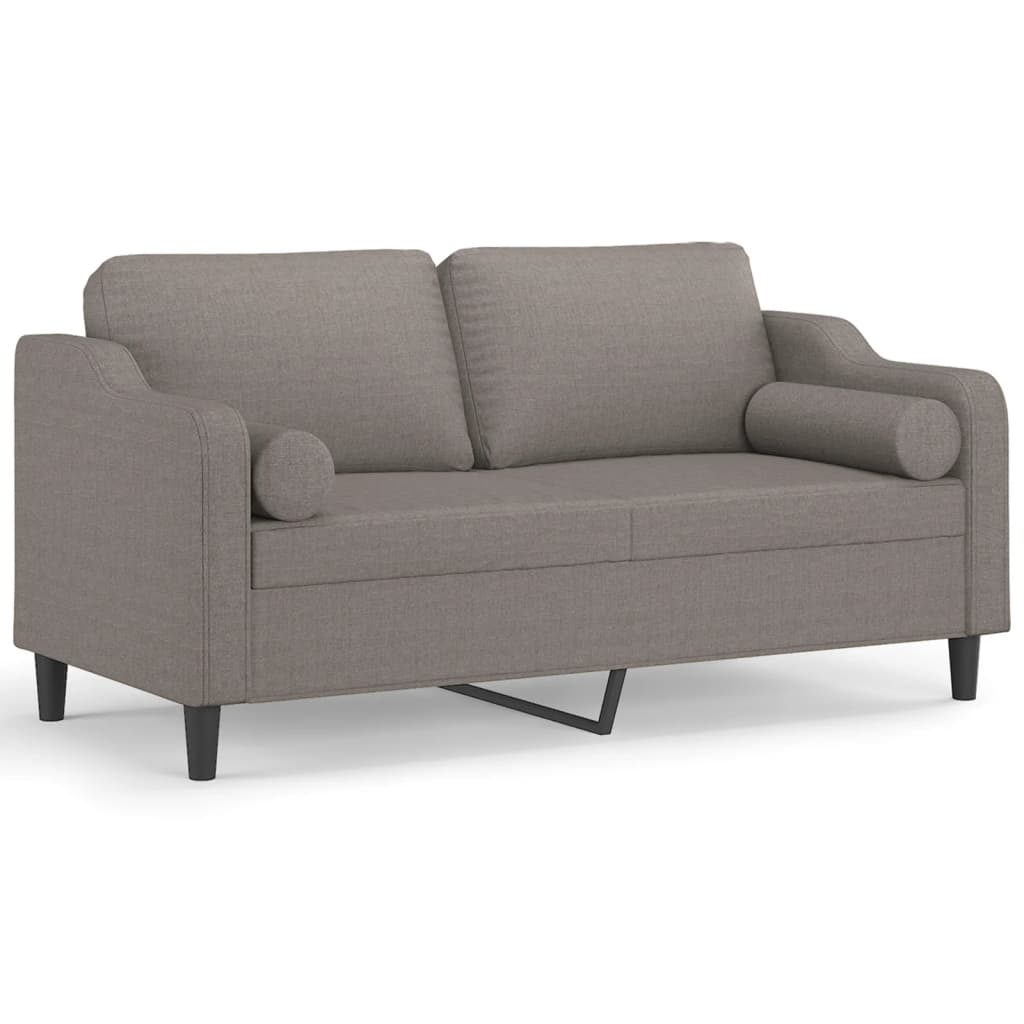 2-sits soffa med prydnadskuddar taupe 140 cm tyg