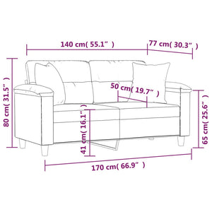 2-sits soffa med prydnadskuddar gräddvit 140 cm konstläder