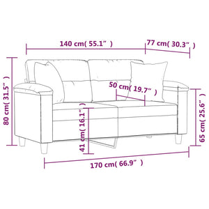 2-sits soffa med prydnadskuddar cappuccino 140 cm konstläder
