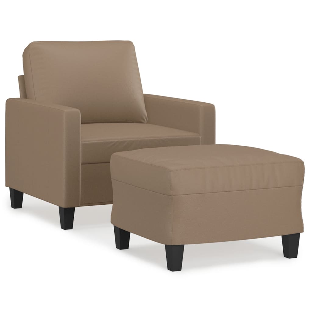 Fåtölj med fotpall Cappuccino 60 cm konstläder