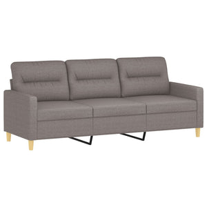 3-sitssoffa med fotpall taupe 180 cm tyg