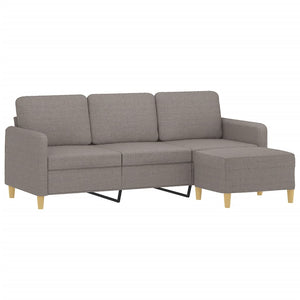 3-sitssoffa med fotpall taupe 180 cm tyg