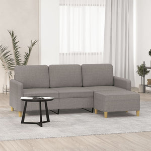 3-sitssoffa med fotpall taupe 180 cm tyg