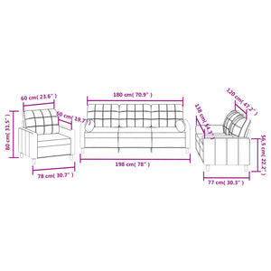 Soffgrupp med kuddar 3 delar brun tyg
