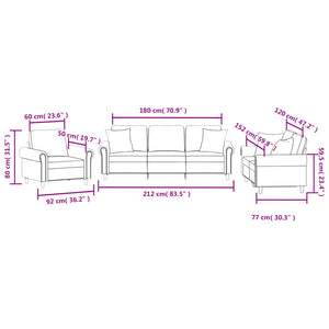 Soffgrupp med dynor 3 delar rosa sammet