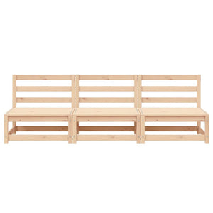 Trädgårdssoffa utan armstöd 3 st vit 70x70x67 cm massiv furu