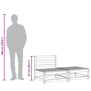 Trädgårdssoffa utan armstöd med fotpall massiv furu