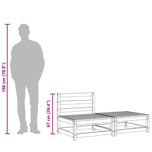 Trädgårdssoffa utan armstöd med fotpall vaxbrun massiv furu