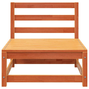 Trädgårdssoffa utan armstöd med fotpall vaxbrun massiv furu