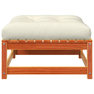 Fotpall med dyna för trädgården vaxbrun massiv furu