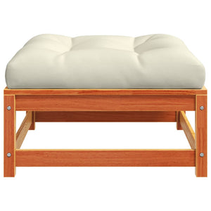 Fotpall med dyna för trädgården vaxbrun massiv furu