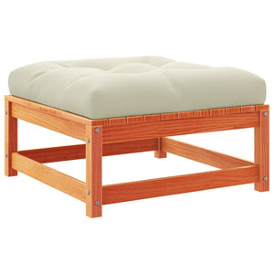 Fotpall med dyna för trädgården vaxbrun massiv furu