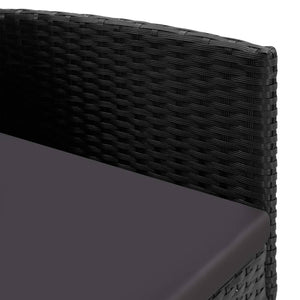 Matgrupp för trädgården 5 delar svart konstrottning & stål