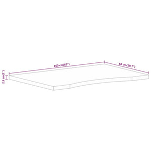 Skrivbordsskiva med kurva 160x50x2,5 cm massivt grovt mangoträ
