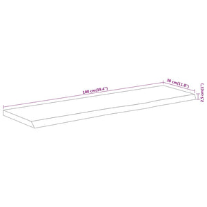 Vägghylla 100x30x2,5 cm rektangulär massiv akacia ojämn kant