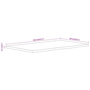 Bänkskiva för badrum 110x60x2,5 cm rektangulär massiv akacia