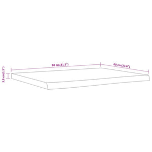 Bänkskiva för badrum 80x60x3,8 cm rektangulär massiv akacia