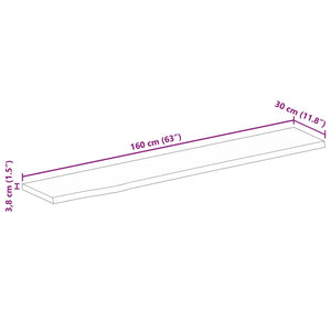 Bordsskiva 160x30x3,8 cm levande kant massivt grovt mangoträ