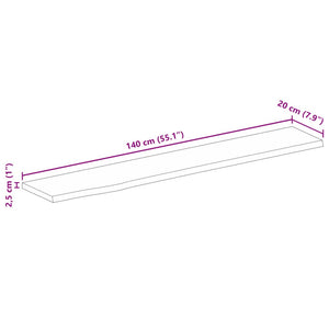 Bordsskiva 140x20x2,5 cm levande kant massivt mangoträ