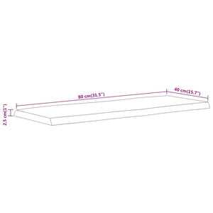Bordsskiva 80x40x2,5 cm rektangulär massiv akacia rustik kant
