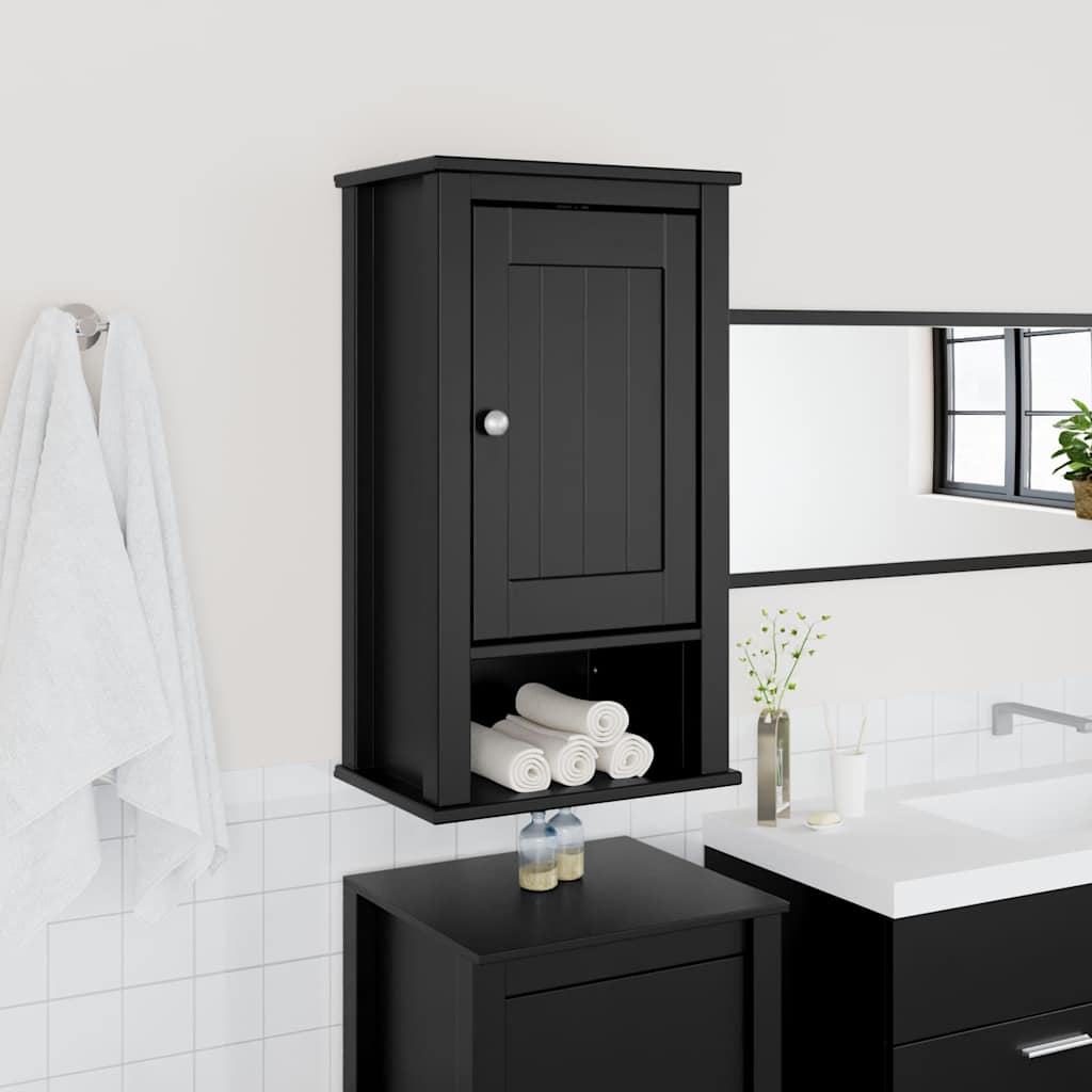 Badrumsskåp BERG svart 40x27x71,5 cm massiv furu