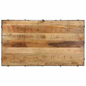 Soffbord med hjul massivt mangoträ 100x55x26 cm