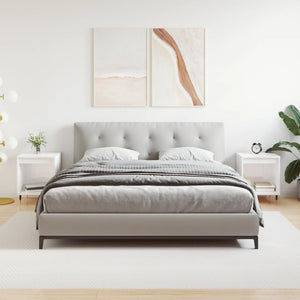 Sängbord 2 st vit högglans 40x35x50 cm konstruerat trä