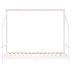 Sängram för barn vit 90x190 cm massiv furu