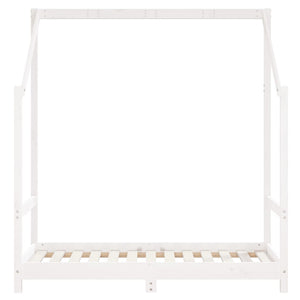 Sängram för barnsäng vit 2x(70x140) cm massiv furu