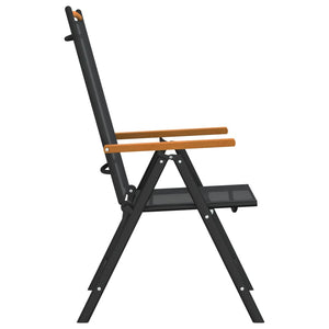 Matgrupp för trädgården 7 delar svart aluminium