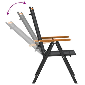 Matgrupp för trädgården 7 delar svart aluminium