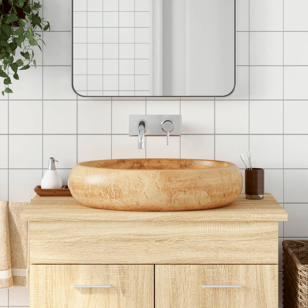 Handfat brun oval 59x40x15 cm keramik
