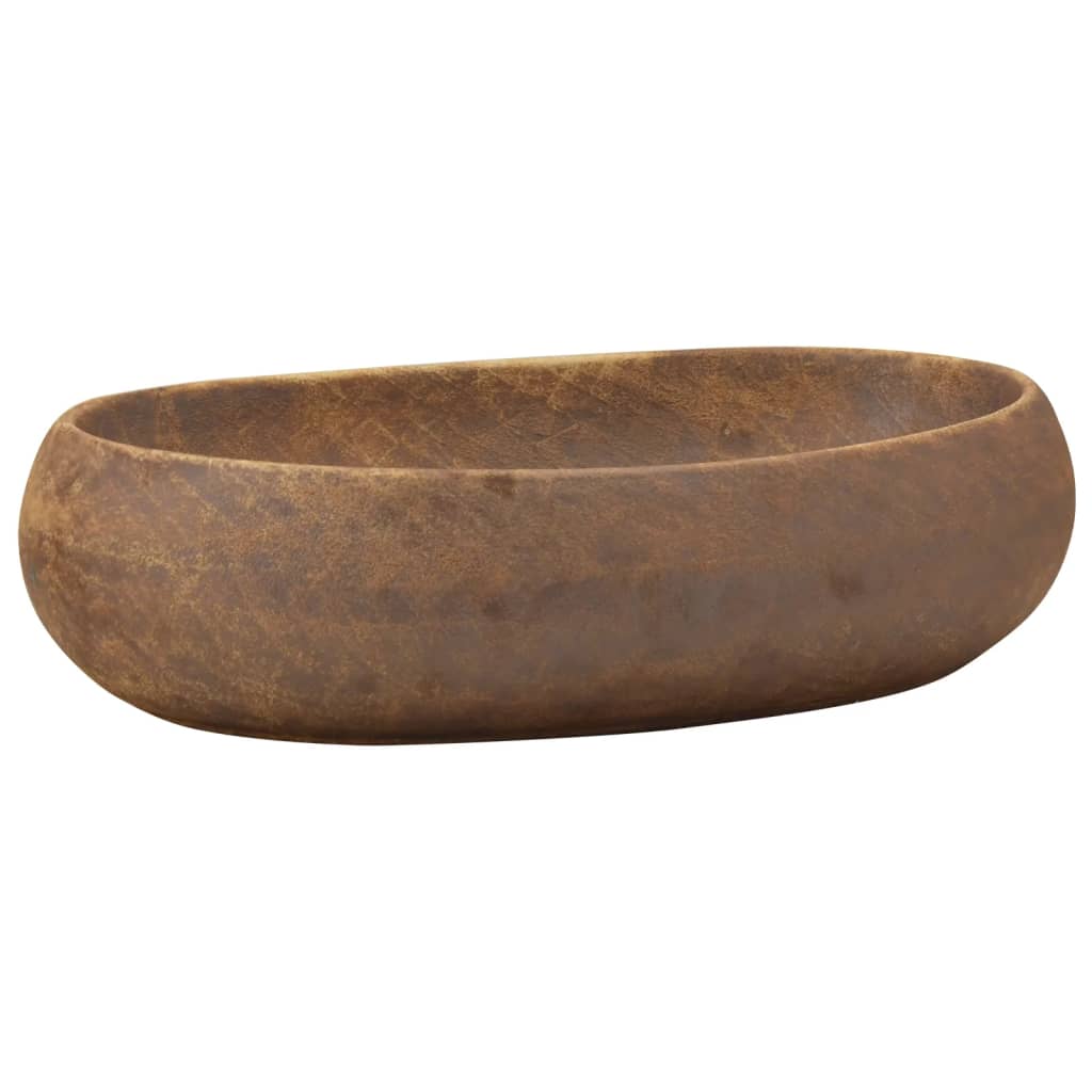 Handfat brun oval 59x40x15 cm keramik