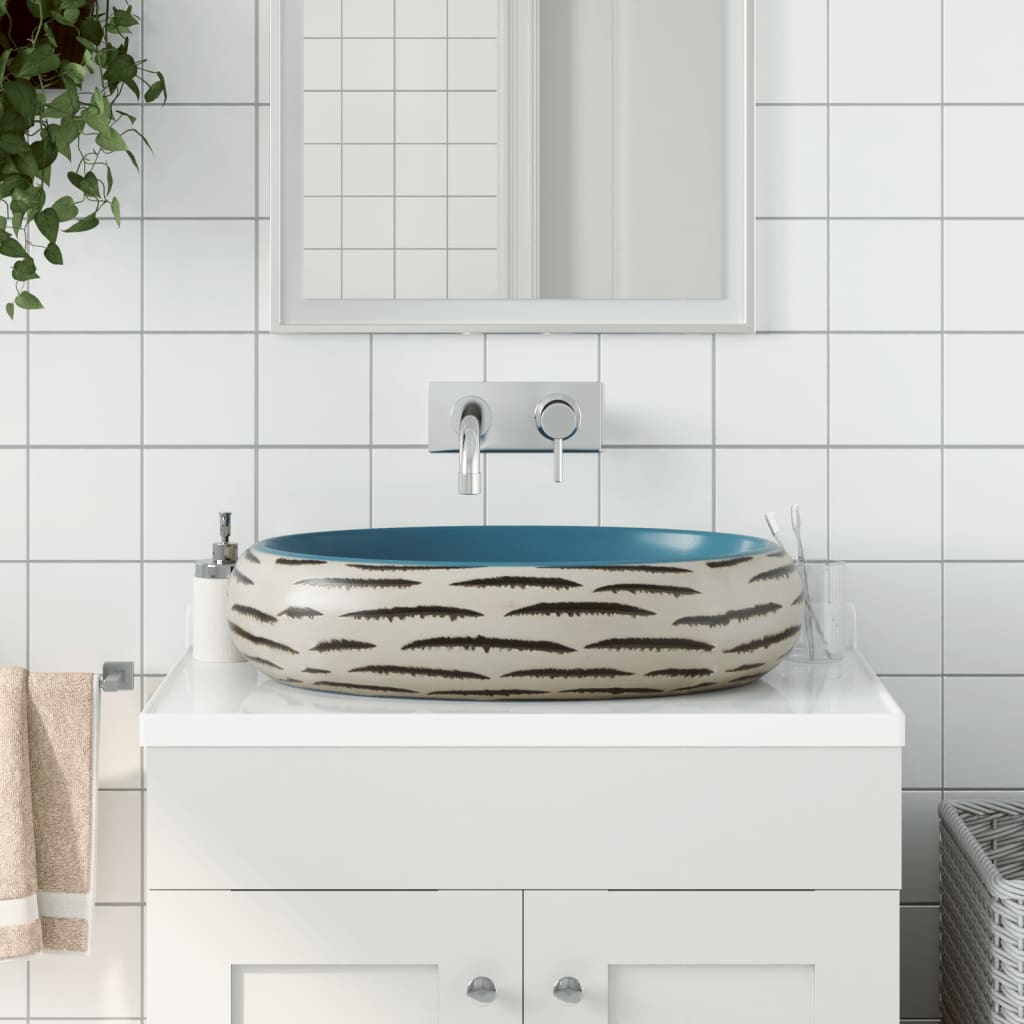 Handfat flerfärgad oval 59x40x15 cm keramik
