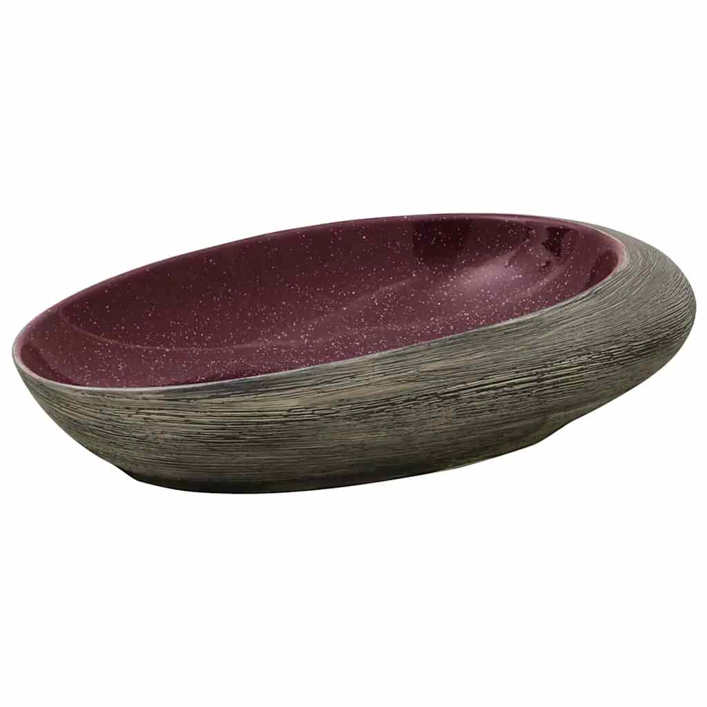 Handfat lila och grå oval 59x40x14 cm keramik