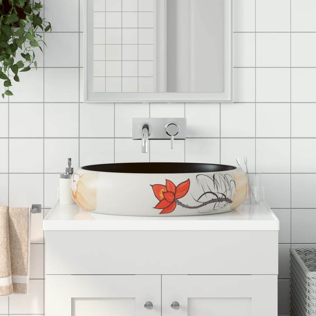 Handfat flerfärgad oval 59x40x15 cm keramik