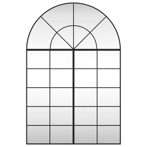 Väggspegel svart 100x150 cm bågformad järn