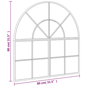 Väggspegel svart 80x80 cm bågformad järn